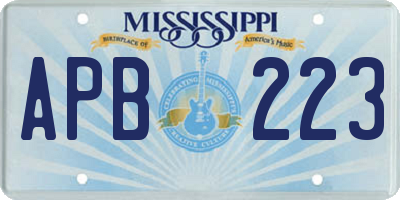 MS license plate APB223