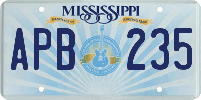 MS license plate APB235