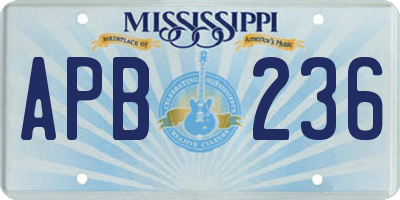 MS license plate APB236
