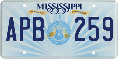 MS license plate APB259