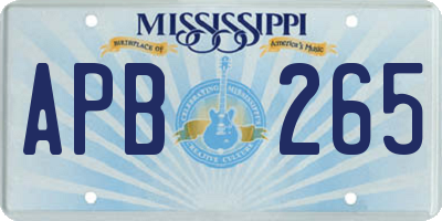 MS license plate APB265