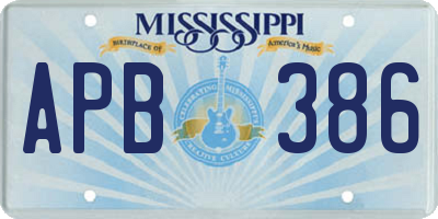 MS license plate APB386