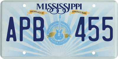 MS license plate APB455