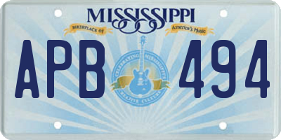 MS license plate APB494