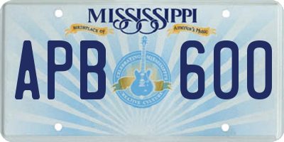 MS license plate APB600