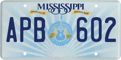 MS license plate APB602
