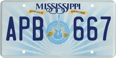 MS license plate APB667