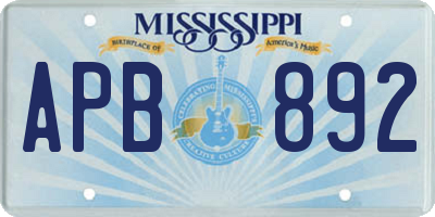 MS license plate APB892