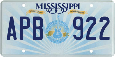 MS license plate APB922