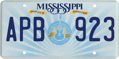 MS license plate APB923