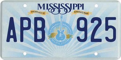 MS license plate APB925