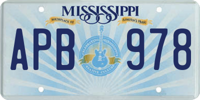 MS license plate APB978