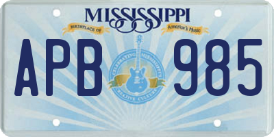 MS license plate APB985