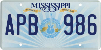 MS license plate APB986