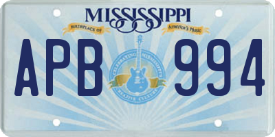 MS license plate APB994