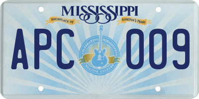 MS license plate APC009