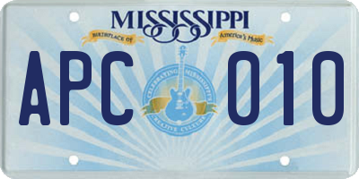 MS license plate APC010