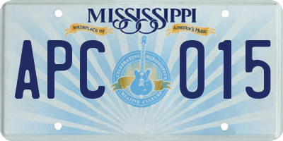 MS license plate APC015