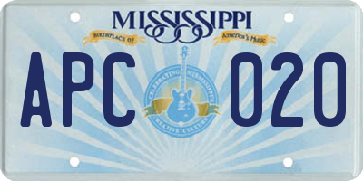 MS license plate APC020