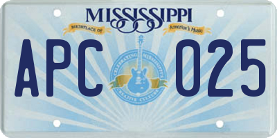 MS license plate APC025