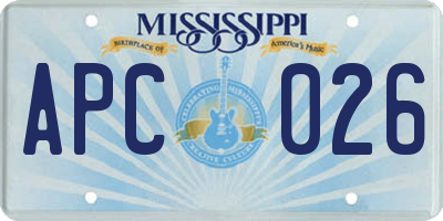 MS license plate APC026
