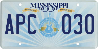 MS license plate APC030