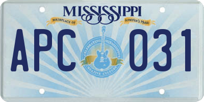 MS license plate APC031