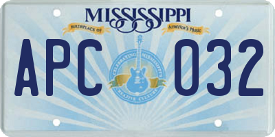 MS license plate APC032