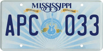 MS license plate APC033