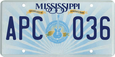 MS license plate APC036