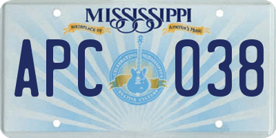 MS license plate APC038