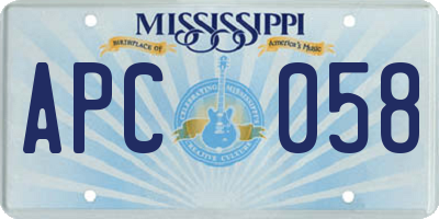 MS license plate APC058