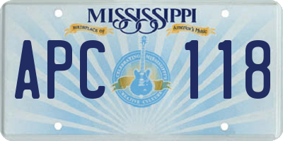 MS license plate APC118