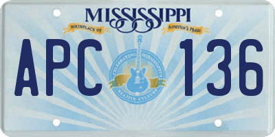 MS license plate APC136