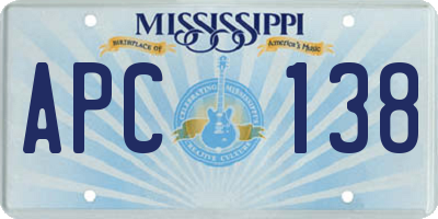 MS license plate APC138