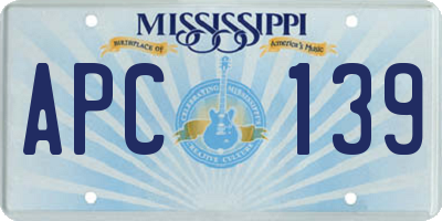 MS license plate APC139