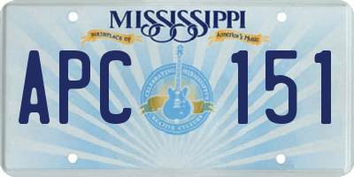 MS license plate APC151