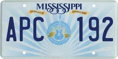 MS license plate APC192