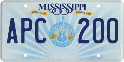 MS license plate APC200