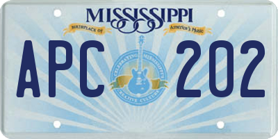 MS license plate APC202