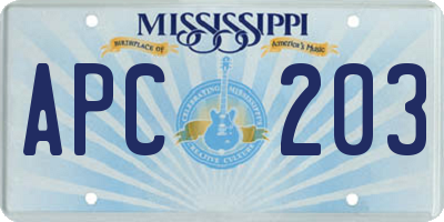 MS license plate APC203