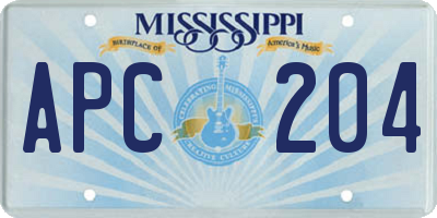 MS license plate APC204