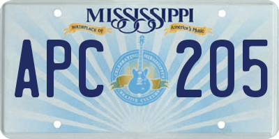 MS license plate APC205