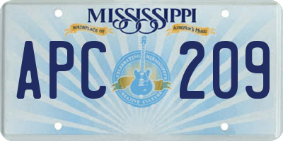 MS license plate APC209