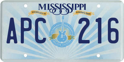 MS license plate APC216