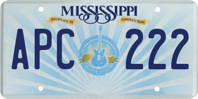 MS license plate APC222