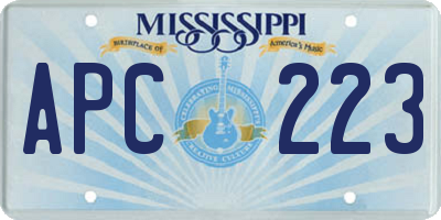 MS license plate APC223