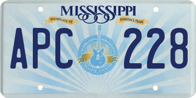 MS license plate APC228