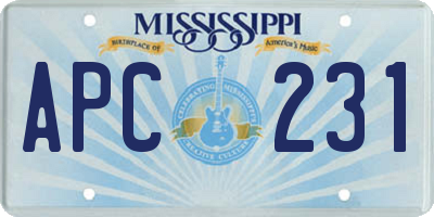 MS license plate APC231