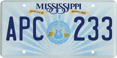 MS license plate APC233